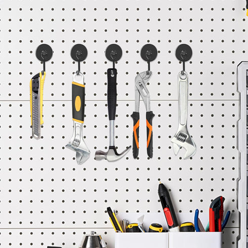 MIKEDE Magnetic Hooks, 110LB Heavy Duty Neodymium Black Magnet Hooks, Strong Swivel Magnetic Hooks Rust Proof for Indoor Outdoor Hangers Hanging, ...